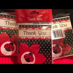 Thank you lady bug cards with envelopes